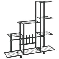 vidaXL Växtställ på hjul 94,5x25x92,5 cm svart metall - Bild 2