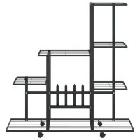 vidaXL Växtställ på hjul 94,5x25x92,5 cm svart metall - Bild 3