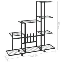 vidaXL Växtställ på hjul 94,5x25x92,5 cm svart metall - Bild 7