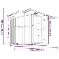 vidaXL Trädgårdsskjul antracit 270x130x208,5 cm galvaniserat stål - Bild 7