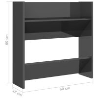 vidaXL Väggmonterat skoställ grå högglans 60x18x60 cm konstruerat trä - Bild 6