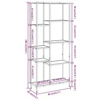 vidaXL Bokhylla 80x30x180 cm stål och konstruerat trä - Bild 5