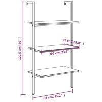 vidaXL Hylla 3 hyllplan svart 64x35x120,5 cm - Bild 8