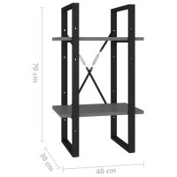 vidaXL Bokhylla 2 hyllplan grå 40x30x70 cm konstruerat trä - Bild 7