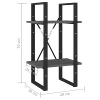 vidaXL Bokhylla 2 hyllplan grå 40x30x70 cm massiv furu - Bild 8