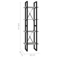 vidaXL Bokhylla 4 hyllor betonggrå 40x30x140 cm konstruerat trä - Bild 7