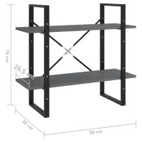 vidaXL Bokhylla 2 hyllplan grå 80x30x70 cm massiv furu - Bild 8