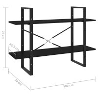 vidaXL Bokhylla 2 hyllplan svart 100x30x70 cm konstruerat trä - Bild 7