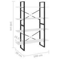 vidaXL Bokhylla 4 hyllplan vit 100x30x140 cm spånskiva - Bild 7