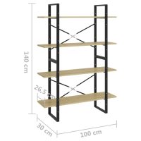 vidaXL Bokhylla 4 hyllplan sonoma-ek 100x30x140 cm spånskiva - Bild 7