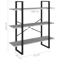 vidaXL Bokhylla betonggrå 100x30x105 cm spånskiva - Bild 7