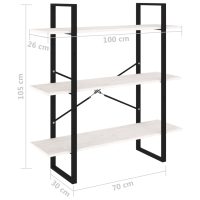 vidaXL Bokhylla 3 hyllplan vit 100x30x105 cm massiv furu - Bild 8