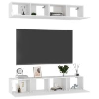 vidaXL TV-skåp 4 delar vit högglans 80x30x30 cm konstruerat trä - Bild 3