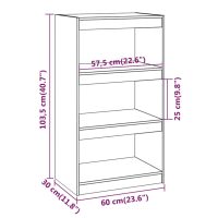 vidaXL Bokhylla/rumsavdelare 60x30x103,5 cm massiv furu - Bild 8