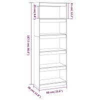 vidaXL Bokhylla/rumsavdelare svart 60x30x167,5 cm massiv furu - Bild 8