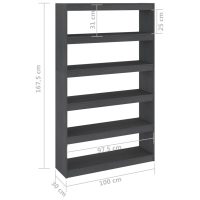 vidaXL Bokhylla/Rumsavdelare grå 100x30x167,5 cm furu - Bild 8