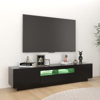 vidaXL TV-bänk med LED-belysning svart 180x35x40 cm - Bild 4