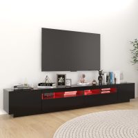 vidaXL TV-bänk med LED-belysning svart 260x35x40 cm - Bild 4