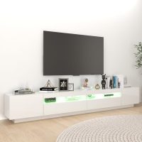 vidaXL TV-bänk med LED-belysning vit högglans 260x35x40 cm - Bild 3