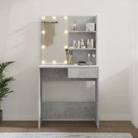 vidaXL Sminkbord med LED betonggrå 74,5x40x141 cm - Bild 12