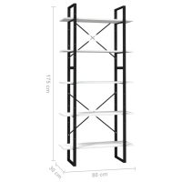 vidaXL Bokhylla 5 hyllor vit 80x30x175 cm furu - Bild 5