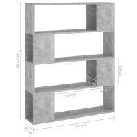 vidaXL Bokhylla Rumsavdelare betonggrå 100x24x124 cm - Bild 7