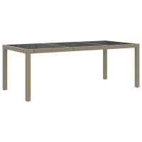 vidaXL Utebord beige 190x90x75 cm härdat glas och konstrotting - Bild 2