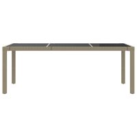 vidaXL Utebord beige 190x90x75 cm härdat glas och konstrotting - Bild 3