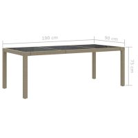 vidaXL Utebord beige 190x90x75 cm härdat glas och konstrotting - Bild 6