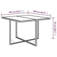 vidaXL Trädgårdsbord brun 109x107x74 cm konstrotting och glas - Bild 7