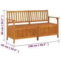 vidaXL Förvaringsbänk 148 cm massivt akaciaträ - Bild 8