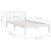 vidaXL Sängram vit massiv furu 90x200 cm - Bild 9