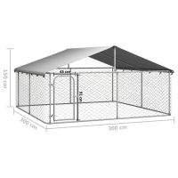 vidaXL Hundgård för utomhusbruk med tak 300x300x150 cm - Bild 5