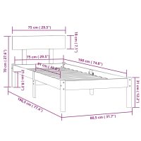 vidaXL Sängram massivt trä 75x190 cm - Bild 9