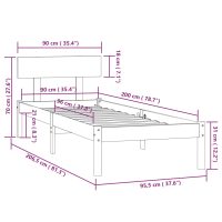 vidaXL Sängram massiv furu 90x200 cm - Bild 9