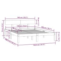 vidaXL Sängram massiv furu 140x200 cm - Bild 9