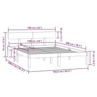 vidaXL Sängram vit massiv furu 160x200 cm - Bild 9