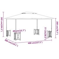 vidaXL Paviljong med draperier och dubbelt tak 3x4 m taupe - Bild 6