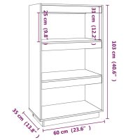 vidaXL Bokhylla/rumsavdelare svart 60x35x103 cm massiv furu - Bild 8