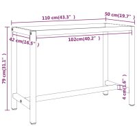 vidaXL Ram för arbetsbänk matt svart och matt röd 110x50x79 cm metall - Bild 8