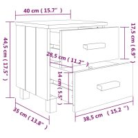 vidaXL Sängbord HAMAR 2 st ljusgrå 40x35x44,5cm massivt trä - Bild 9