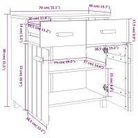 vidaXL Byrå HAMAR ljusgrå 79x40x80 cm massiv furu - Bild 8