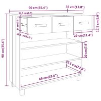 vidaXL Konsolbord HAMAR honungsbrun 90x35x90 cm massiv furu - Bild 8