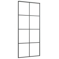 vidaXL Skjutdörr svart 90x205 cm ESG-glas och aluminium - Bild 3