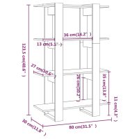 vidaXL Bokhylla/Rumsavdelare vit 80x30x123,5 cm - Bild 7