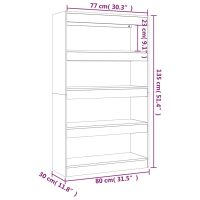 vidaXL Bokhylla/rumsavdelare vit 80x30x135 cm konstruerat trä - Bild 7