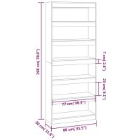 vidaXL Bokhylla/Rumsavdelare svart 80x30x198 cm konstruerat trä - Bild 7