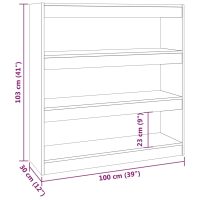 vidaXL Bokhylla/Rumsavdelare betonggrå 100x30x103 cm - Bild 7