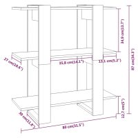 vidaXL Bokhylla/rumsavdelare rökfärgad ek 80x30x87 cm - Bild 7