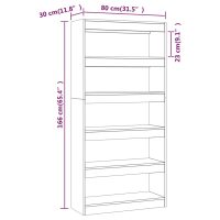 vidaXL Bokhylla/rumsavdelare rökfärgad ek 80x30x166 cm konstruerat trä - Bild 7